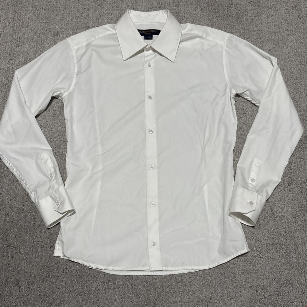 Louis Vuitton Uniform Dress Shirt Mens 41 White Long Sleeve DNA Button Down